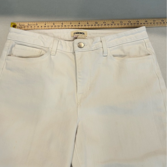 L'AGENCE Nadia High Rise Crop Straight Jean in Blanc Size 31 - Picture 6 of 13